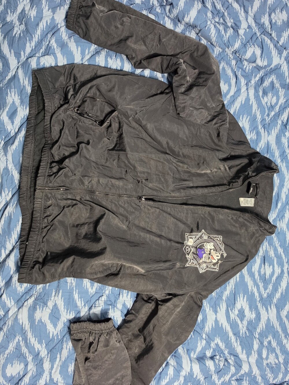 Disney Black Bomber Jacket with Embroidered Graphic- Unisex One Size Fits All.